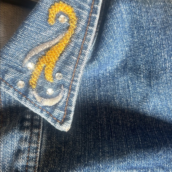 PATTI LA BELLE Blue Embellished Rhinestone
Beads Country Denim Jacket Women's 2X - Picture 8 of 9